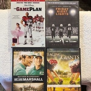 Set of 4 Sports Theme DVDs Friday Night Lights Football Facing the Giants